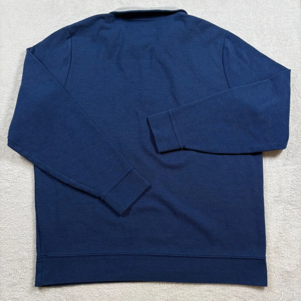 Vineyard Vines Mens XL Navy Blue Pique Quarter Zip Pullover Sweater Gray Collar